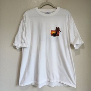 Vintage Crazy Shirt Hawaii T-Shirt Short Sleeves Beach Sunset Graphic size Large
